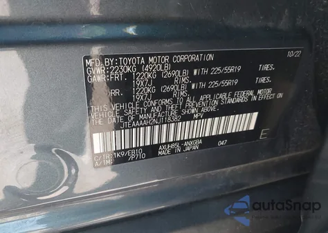 2022 Toyota Venza Le/Xle/Limited z USA, uszkodzony, nr VIN JTEAAAAH2NJ118382